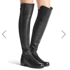 STUART WEITZMAN 50/50 OTK Boots, Black Nappa, NWOB